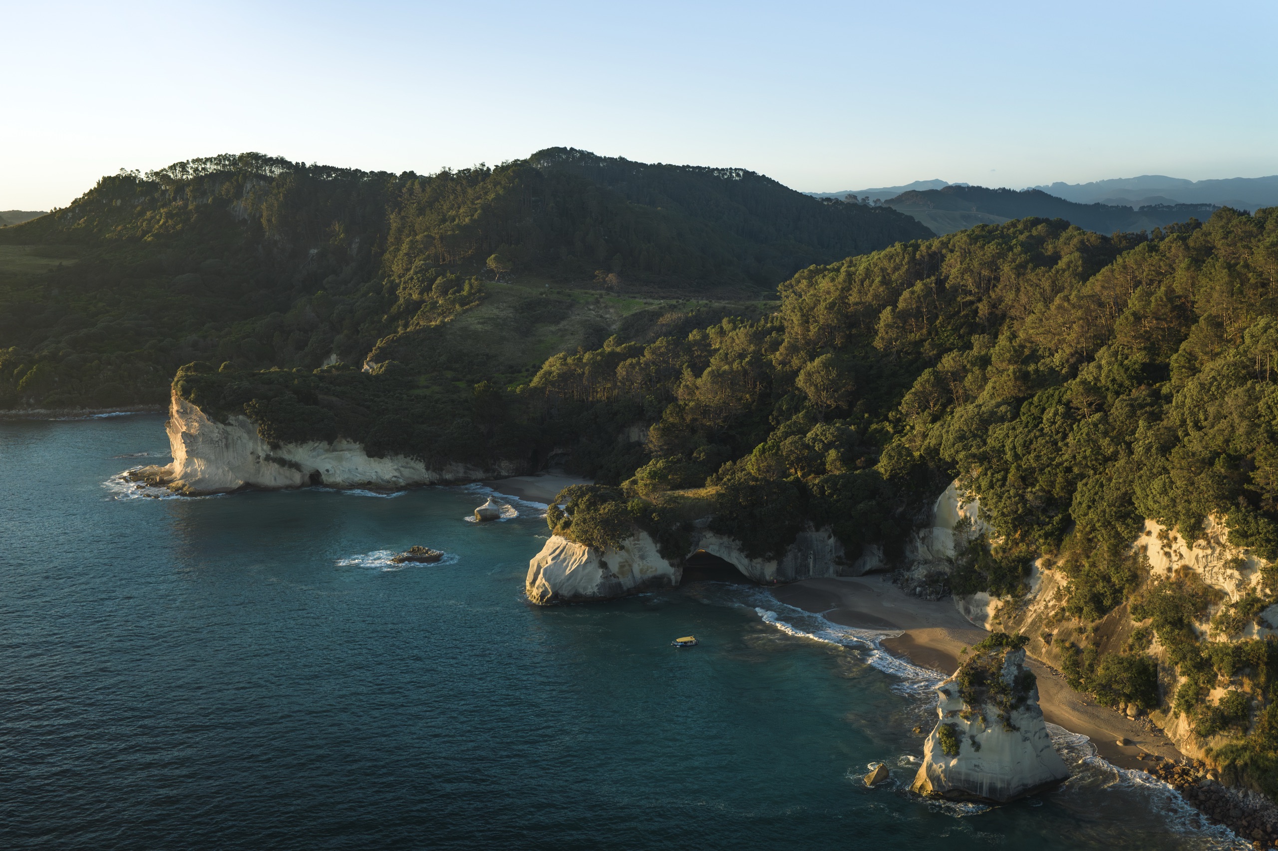 Aerial view of the Coromandel coastline near Whitianga, New Zealand